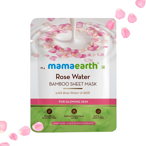 Mamaearth Rose Water Bamboo Sheet Mask for Glowing Skin 25g