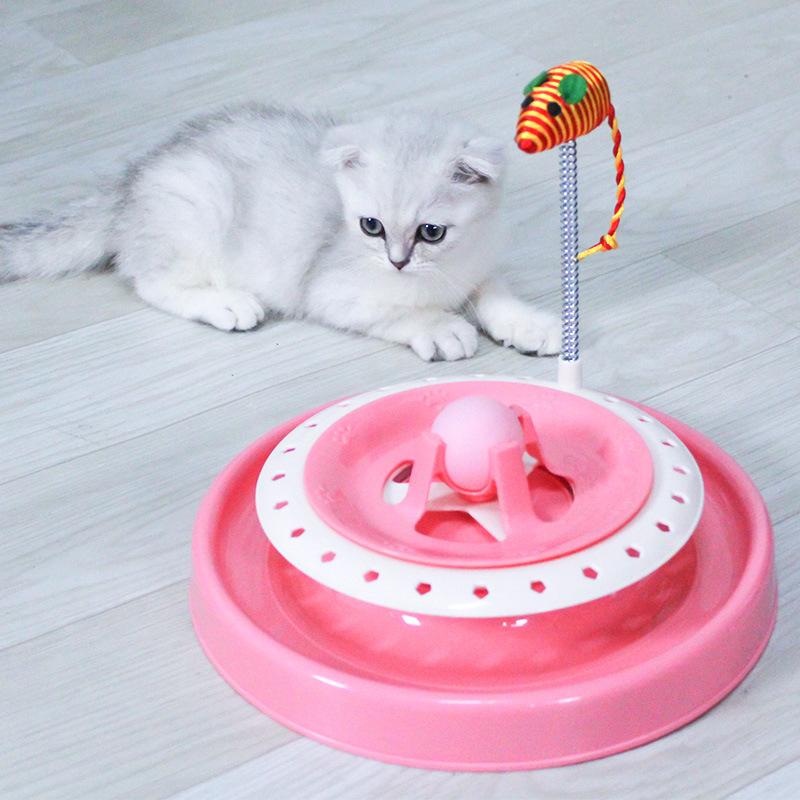 Multilayer Turntable With Spring Mouse Cat Toy  (20214)