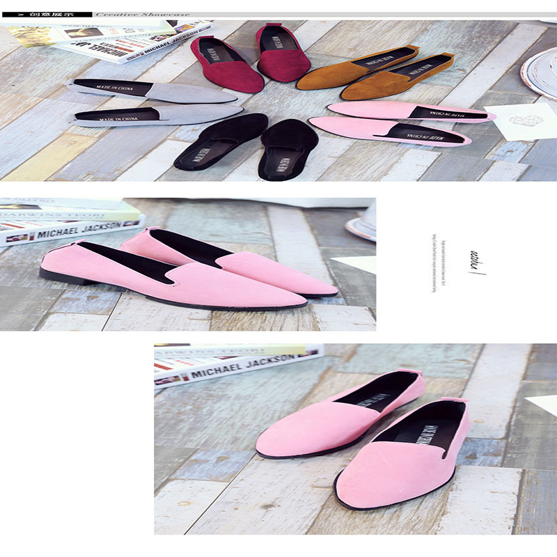 New Solid Color pointed  Low-Heeled Loafer