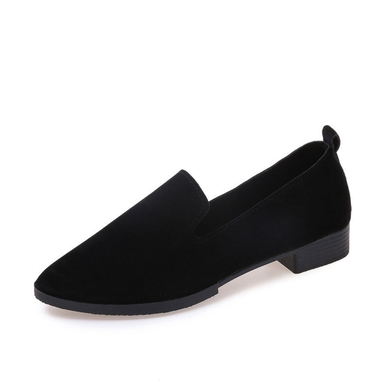 New Solid Color pointed  Low-Heeled Loafer