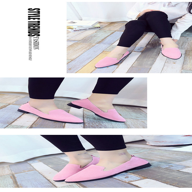 New Solid Color pointed  Low-Heeled Loafer