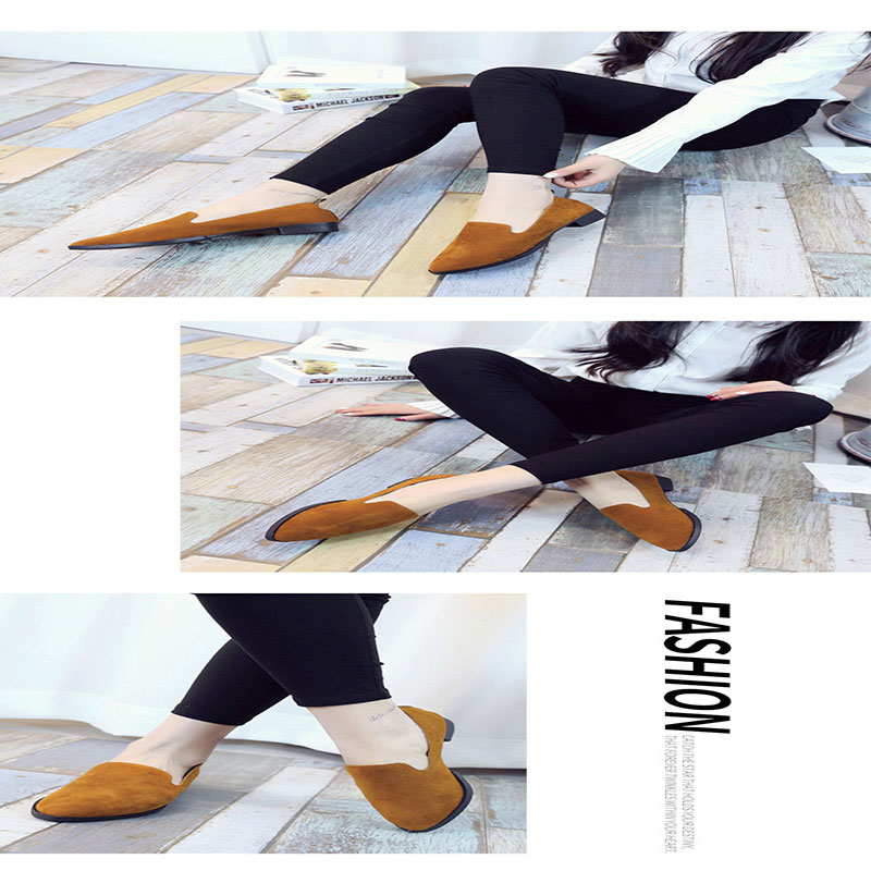 New Solid Color pointed  Low-Heeled Loafer