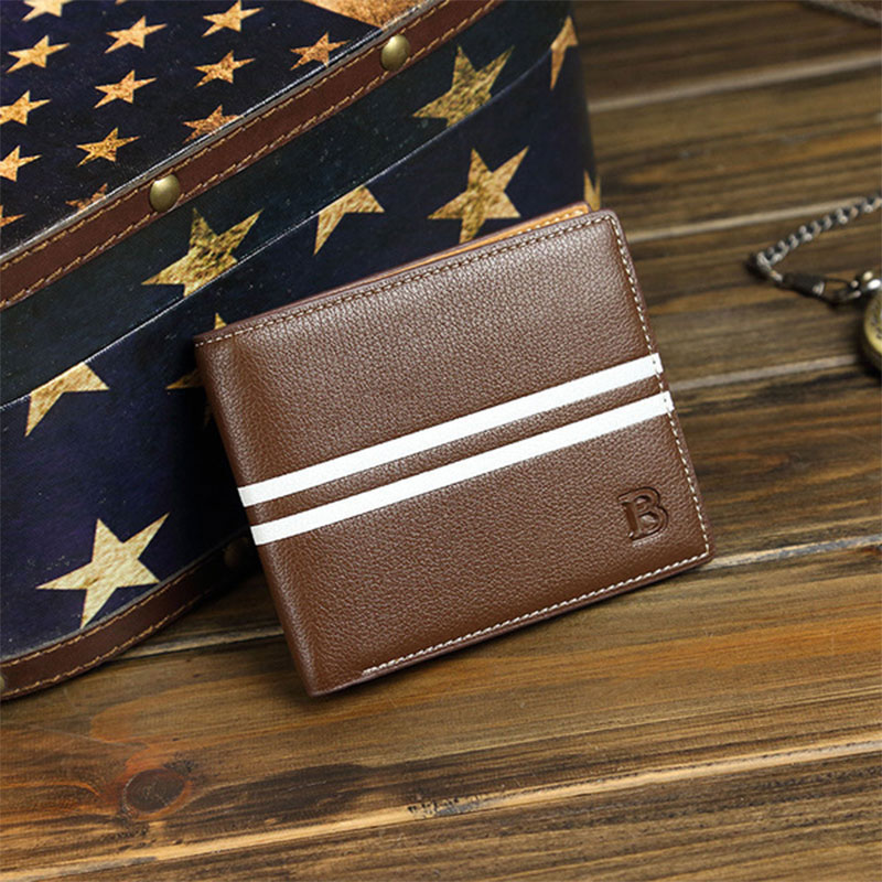 New Striped B - Shaped Wallet - Coffee
