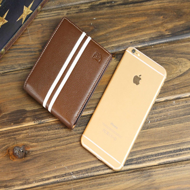 New Striped B - Shaped Wallet - Coffee