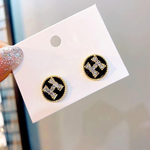 New Trend Stone Letter Studded Earrings (301042)