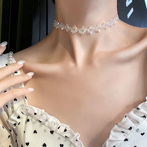 New Trendy Handmade Beaded Crystal Choker Necklace (301013)