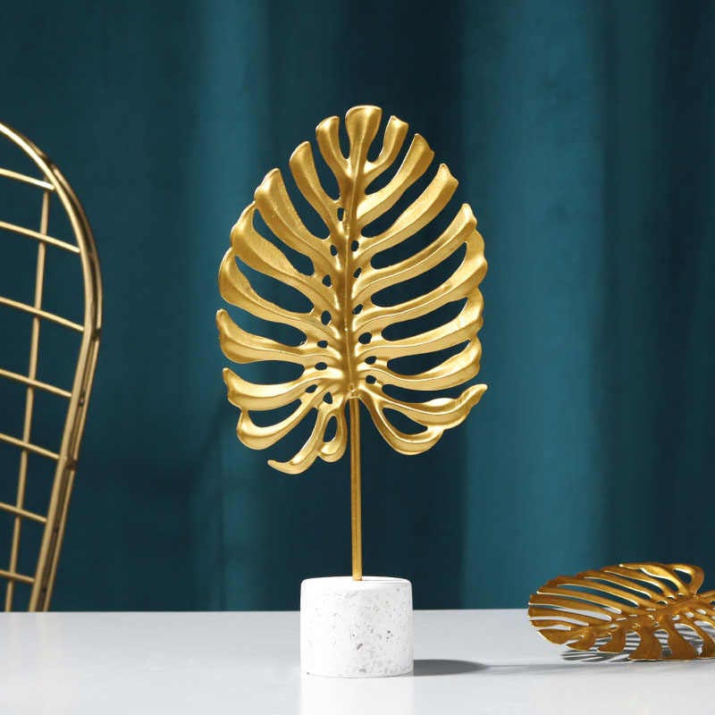 Nordic Light Luxury Golden Wrought Iron Turtle Leaf (20169)