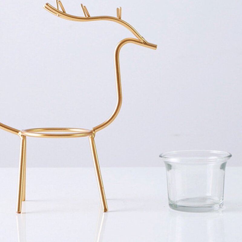 Nordic Style Simple Iron Elk Shaped Candle Stand (20175)