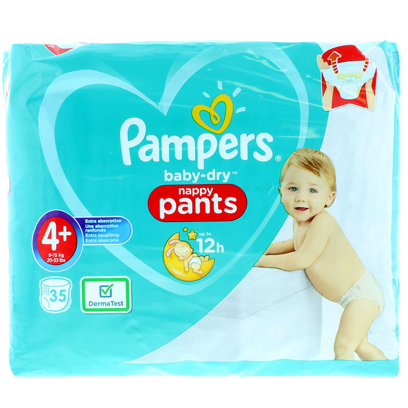 Pampers Baby Dry Nappy Pants Up To 12h 4+ (9-15 kg) 35 Nappies