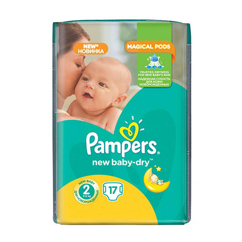 Pampers New Baby Dry Nappies 2 (3-6 kg) 17 Nappies