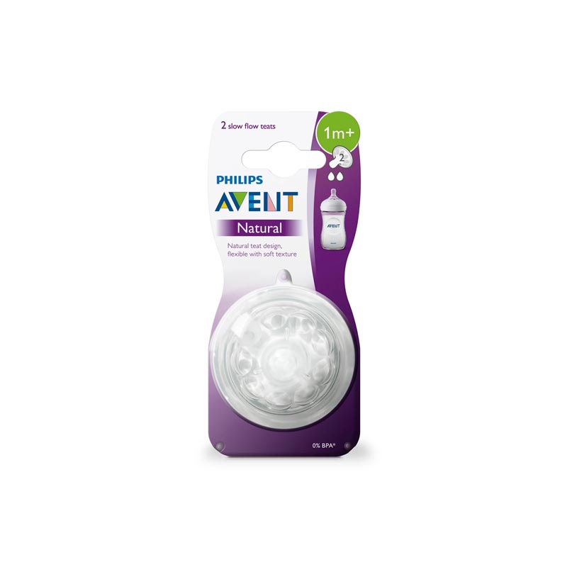 Philips Avent Natural 2 Slow Flow Teats 1m+ - 2pk