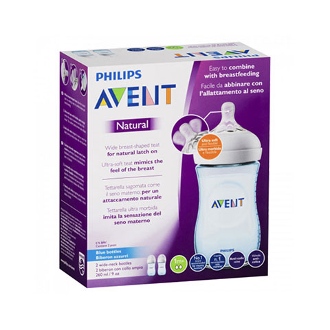 Philips Avent Natural Bottle 260ml - Blue 2pk