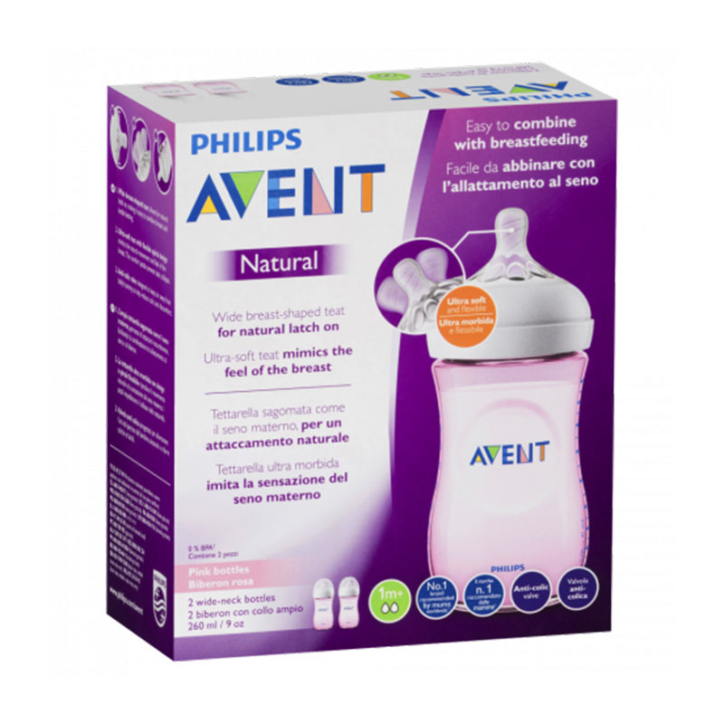 Philips Avent Natural Bottle 260ml Pink 2pk The MallBD