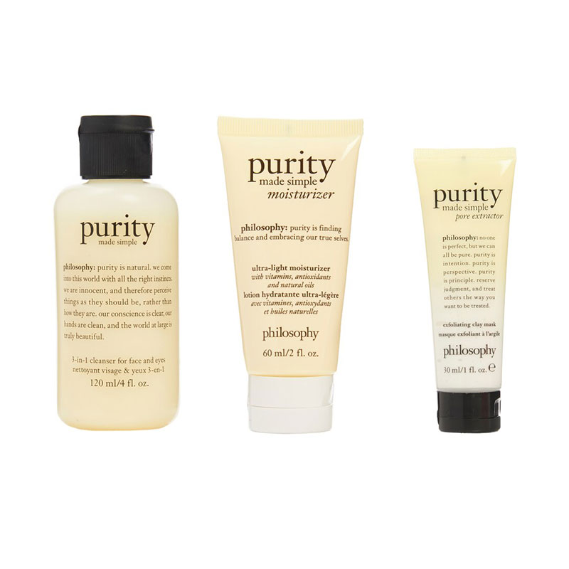 Philosophy Purity Made Simple Facial Cleanser Pore Extractor Moisturizer 3 PC Set