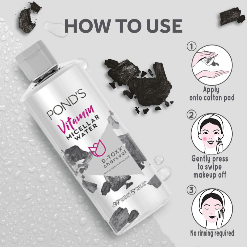 Pond's Vitamin Micellar Water 100ml - D-Toxx Charcoal