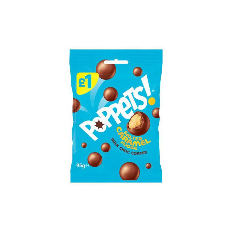 Poppets Salted Caramel Fudge Milk Choc Coated 95g
