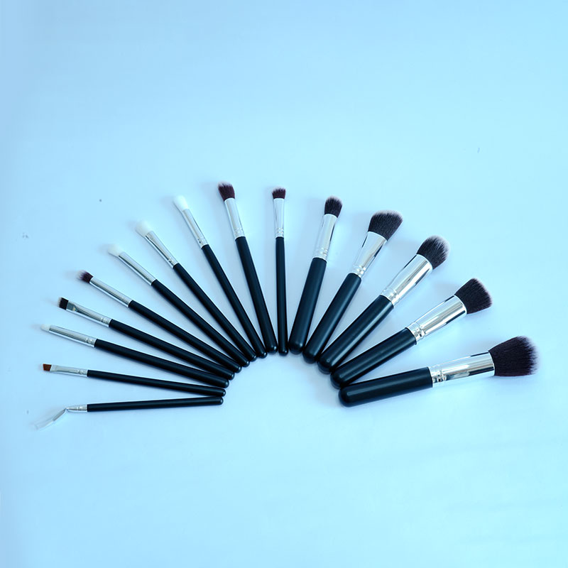 Premium Makeup 15pcs Brush Set - Black