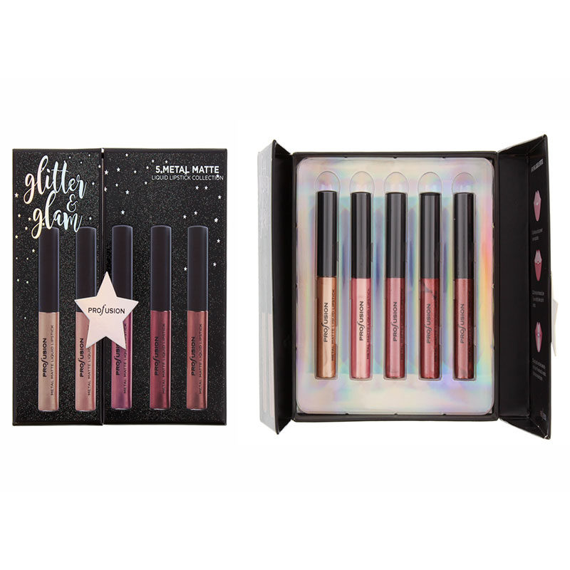 Profusion Glitter & Glam 5 Metal Liquid Lipstick Collection Set