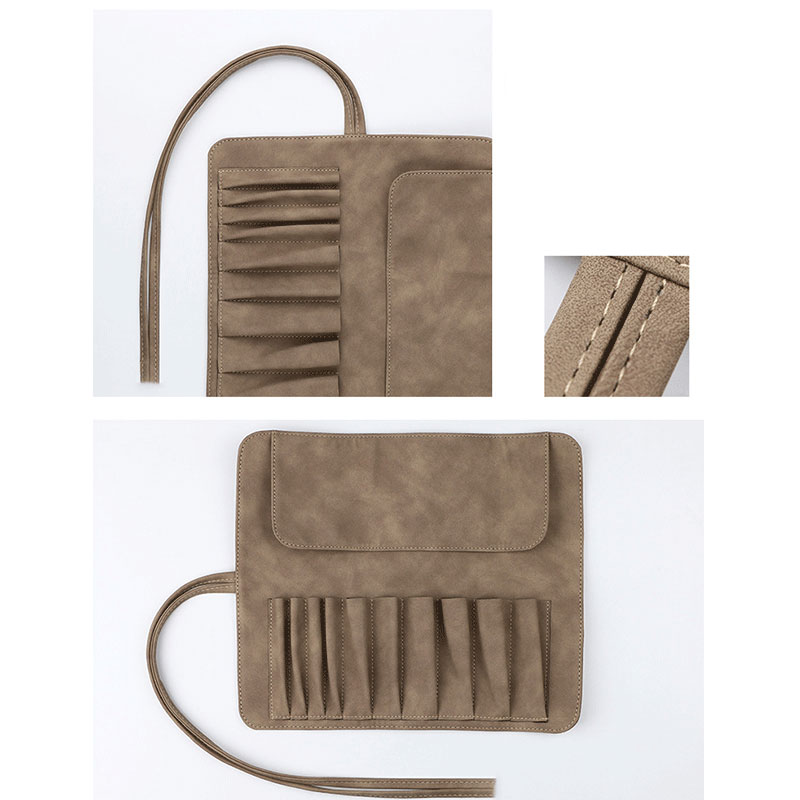 PU Fabric Folding Makeup Brush Bag