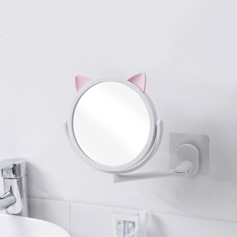 Punch-Free Wall-Mounted Small Mirror - White