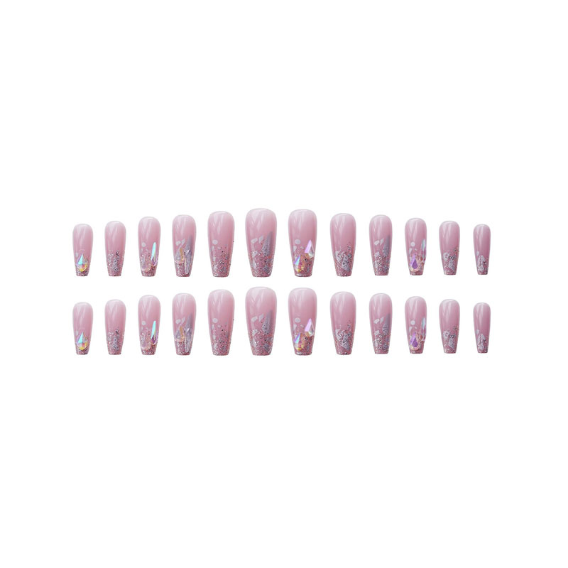 Punk Rock Glitter Fake Nail 24pcs - Purple (184)