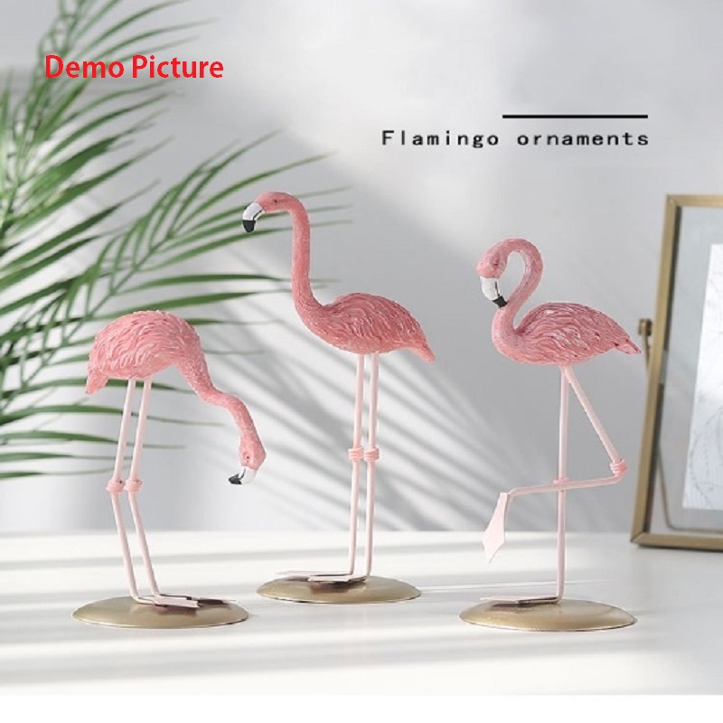 Resin Craft Pink Flamingo Decorative Showpiece - B (20172)