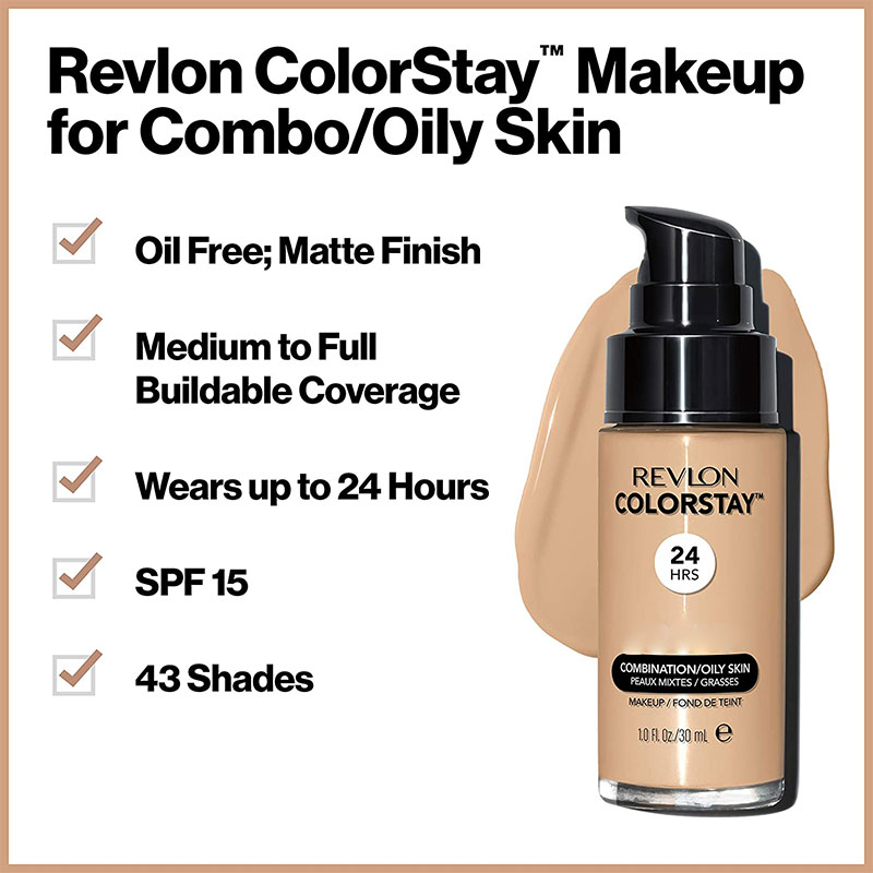 Revlon Colorstay Matte Finish Foundation Com/Oily Skin SPF15 30ml - 460 Macadamia