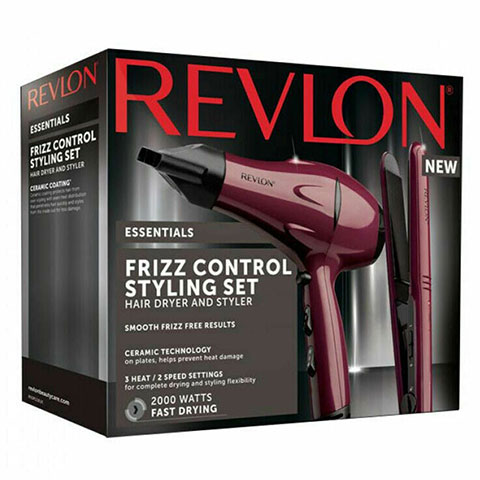 Revlon Essentials Frizz Control Hair Dryer And Styler Styling Set (2309)