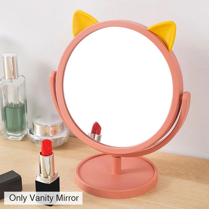 Round Cat Ear 360° Rotating Portable Makeup Mirror
