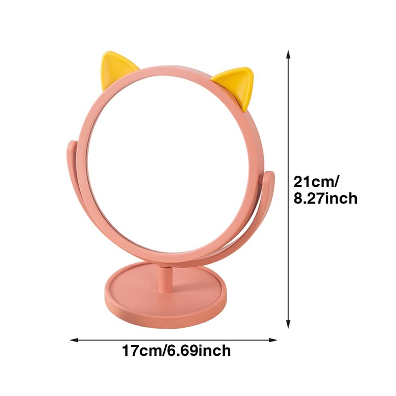 Round Cat Ear 360° Rotating Portable Makeup Mirror