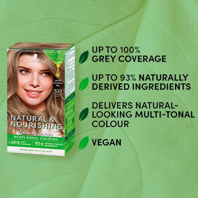 Schwarzkopf Natural & Nourish Permanent Hair Colour - 533 Medium Ash Blonde
