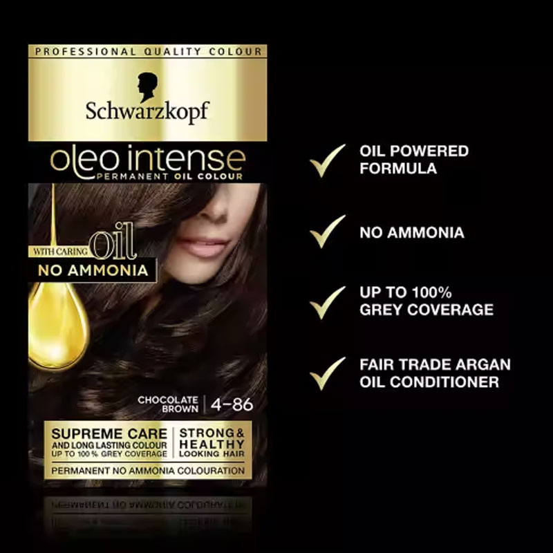 Schwarzkopf Oleo Intense Permanent Hair Colour - Chocolate Brown 4-86