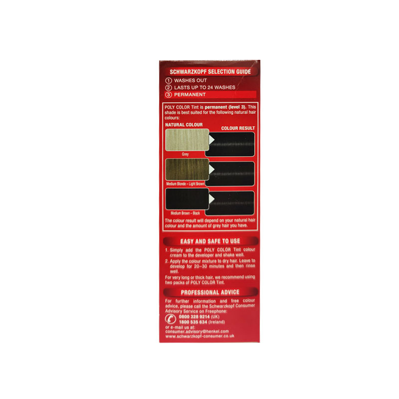 Schwarzkopf Poly Color Permanent Cream Colour Tint - 45 Natural Black