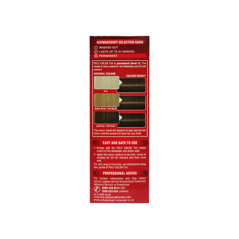 Schwarzkopf Poly Color Tint 43 Dark Brown Permanent Cream Colour