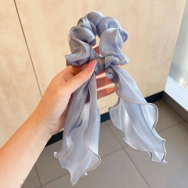 Silk Scrunchies Chiffon Hair Tie Ponytail Hair Band - Grey