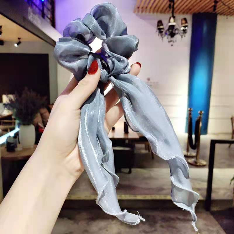 Silk Scrunchies Chiffon Hair Tie Ponytail Hair Band - Grey