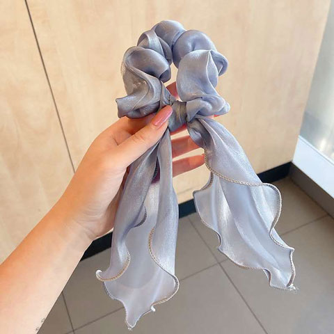 Silk Scrunchies Chiffon Hair Tie Ponytail Hair Band - Grey