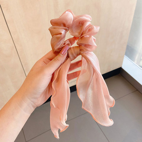 Silk Scrunchies Chiffon Hair Tie Ponytail Hair Band - Rose