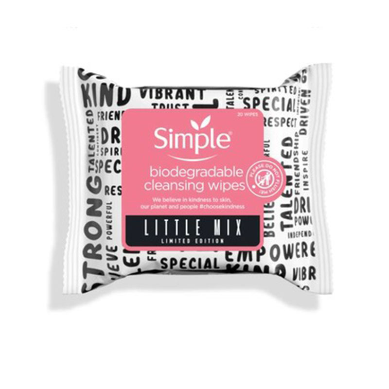 Simple Biodegradable Little Mix Cleansing Wipes - 20 Wipes