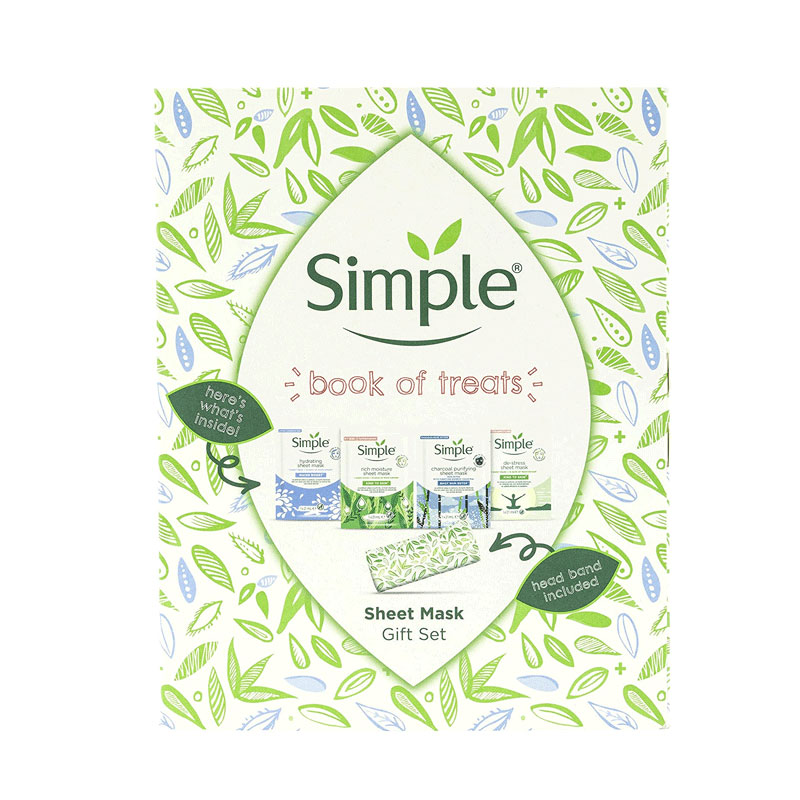 Simple Book of Treats 4pcs Sheet Masks Gift Set