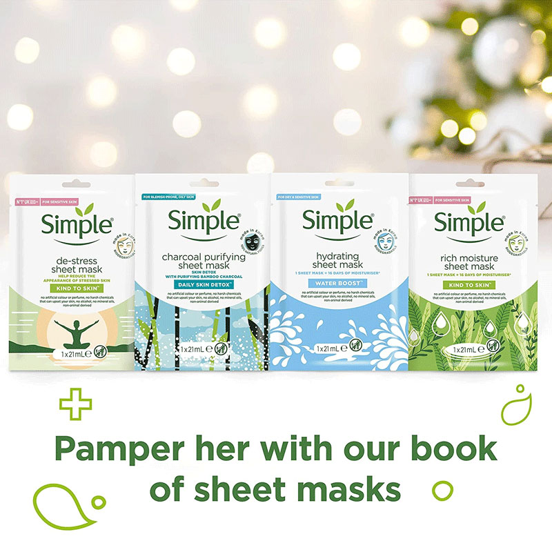Simple Book of Treats 4pcs Sheet Masks Gift Set