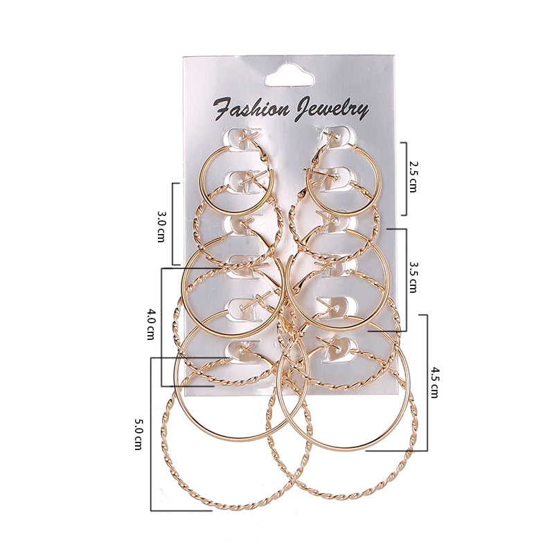 Simple Circle Hoop Earrings Set for Women - 6 Pairs (67)