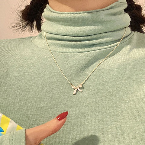 Simple Creative Bow Design Locket Chain Necklace (301096)