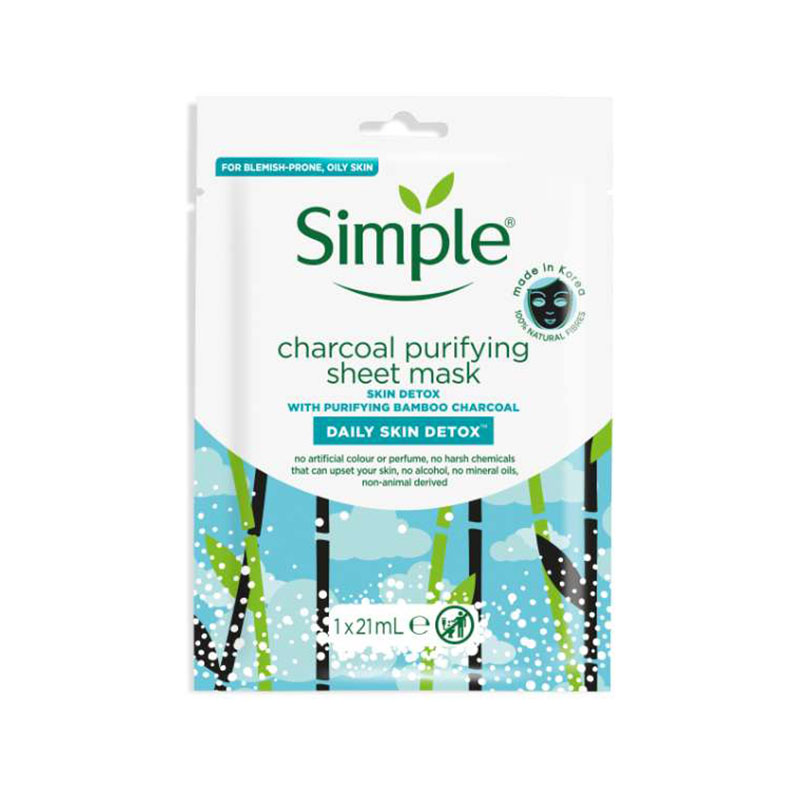 Simple Daily Skin Detox Charcoal Purifying Sheet Mask 21ml