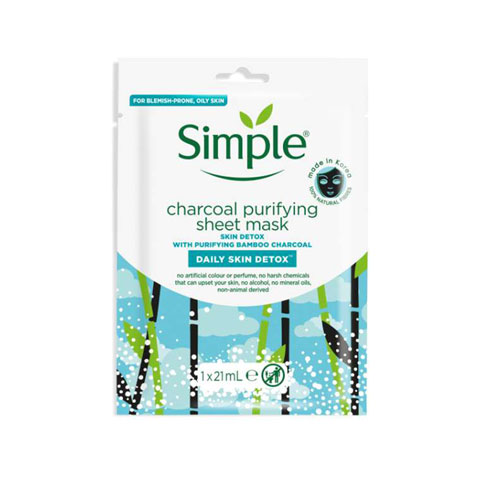 Simple Daily Skin Detox Charcoal Purifying Sheet Mask 21ml