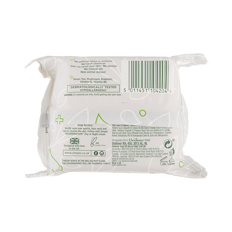 Simple Regeneration Age Resisting Cleansing Wipes - 25 Wipes