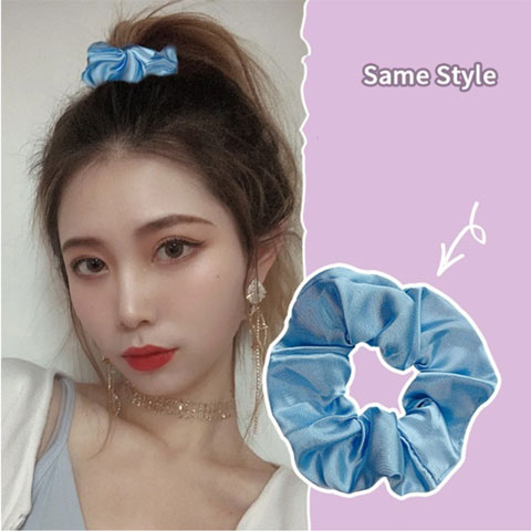Simple Solid Colour Rubber Tie Hair Band - Sky Blue