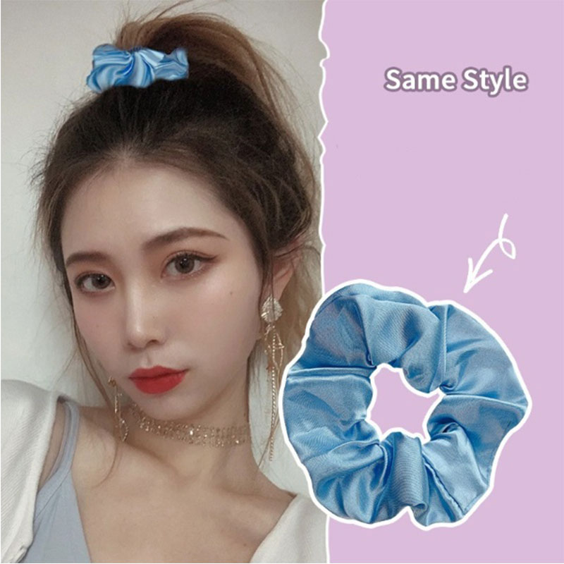 Simple Solid Colour Rubber Tie Hair Band - Sky Blue