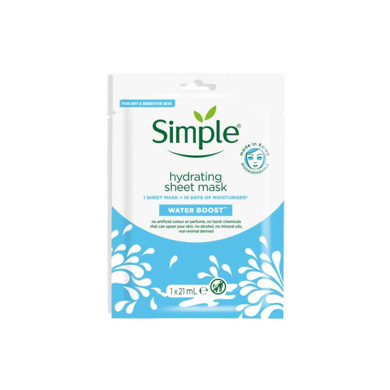 Simple Water Boost Hydrating Sheet Mask for Dry & Sensitive Skin 21ml