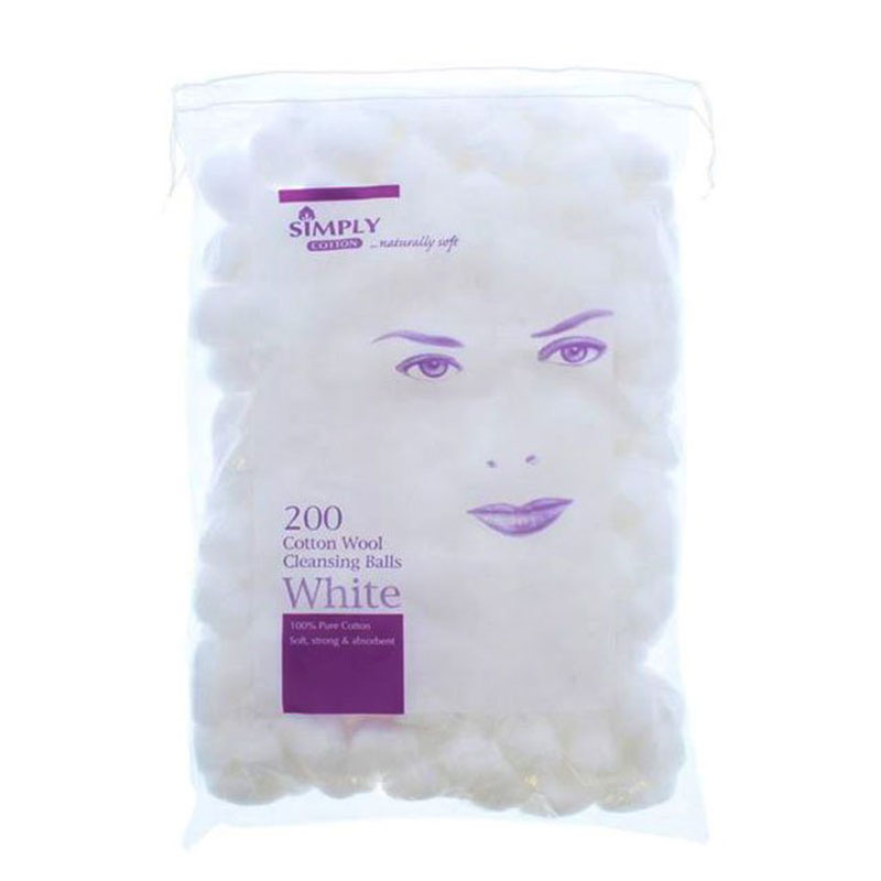Simply 200 Cotton Wool Cleansing Balls - White
